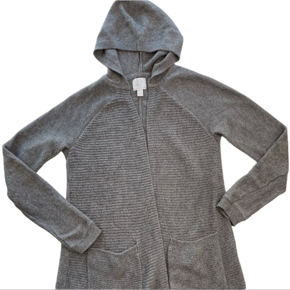 New York & Company Hooded Cardigan Sweater in Gray Women’s Size X-Small